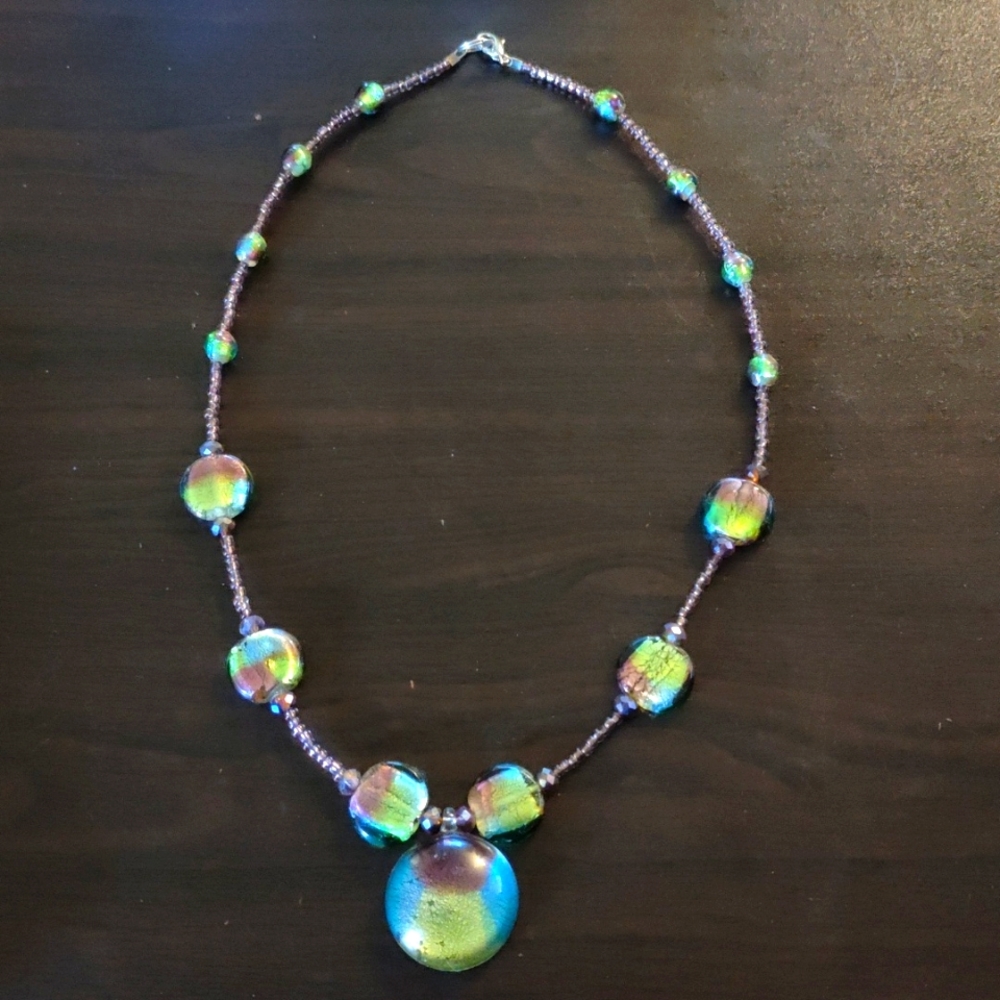 Gorgeous glass beaded necklace handmade
